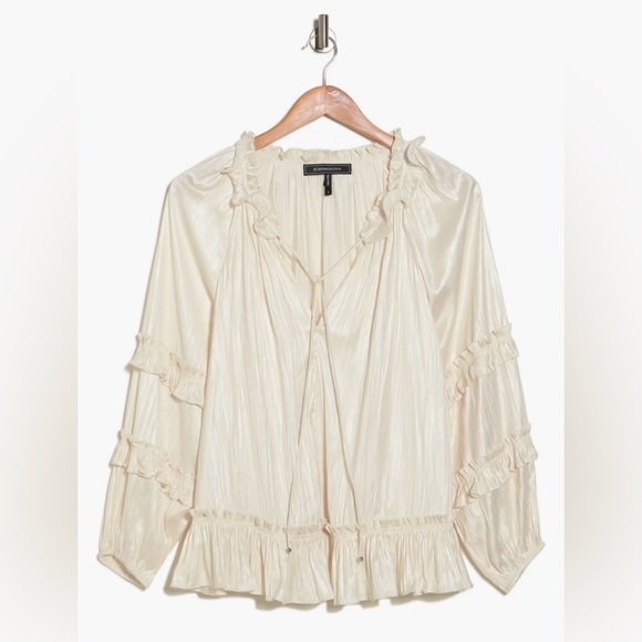 BCBGMaxAzria Tops - BCBGMAXAZRIA Ruffle Peasant Long Sleeve Blouse